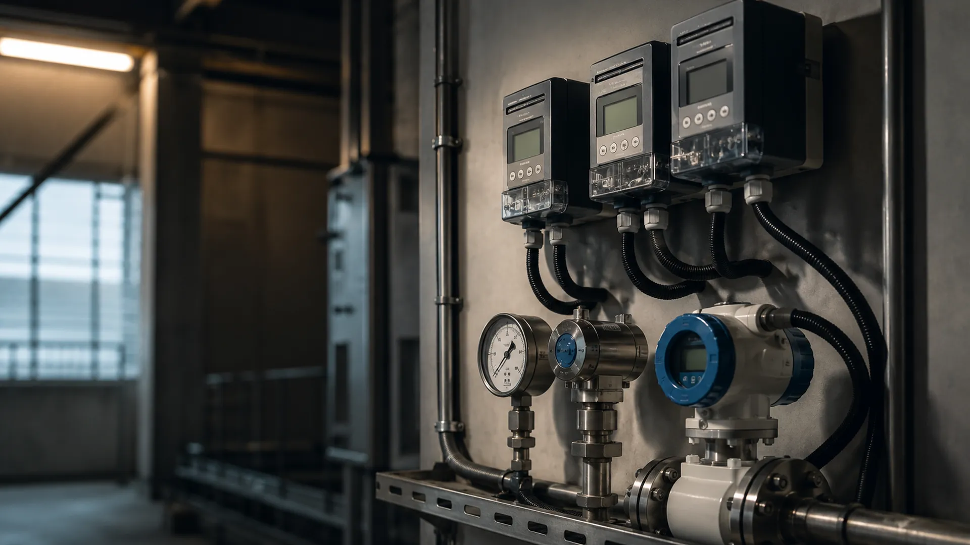 Industrial energy and water metering instrumentation panel